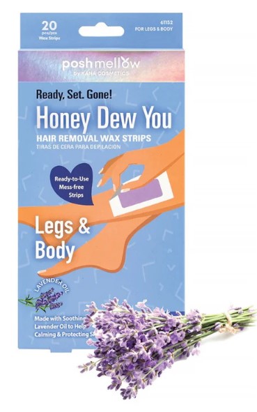 Poshmellow Honey Dew You Hair Removal Wax Strips Legs and Body Lavender Oil 20 Count - Elevate Styles