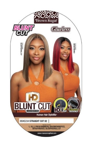 Mane Concept Brown Sugar 100% HH Mix HD Blunt Cut Lace Wig Straight Cut 02 BSHC234 - Elevate Styles