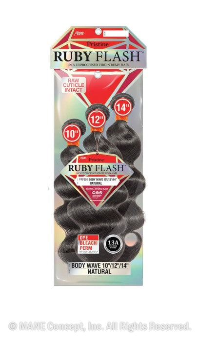 Mane Concept Pristine Ruby Flash 100% Unprocessed Virgin Remy Hair - Body Wave 3-Piece Multi-Length Bundle Pack - Elevate Styles
