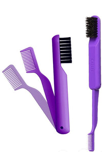 Thumbnail for RED by Kiss 2 in 1 Foldable Comb and Edge Brush with Soft Boar Bristles Purple HH118 - Elevate Styles