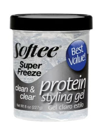 Thumbnail for Softee Super Freeze Clean & Clear Protein Styling Gel – 8 oz - Elevate Styles
