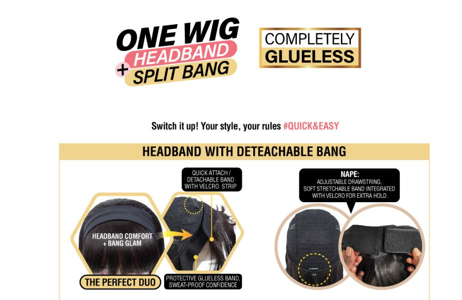 Mane Concept Brown Sugar Switch Up 05 Headband Wig with Detachable Bang BSSU105
