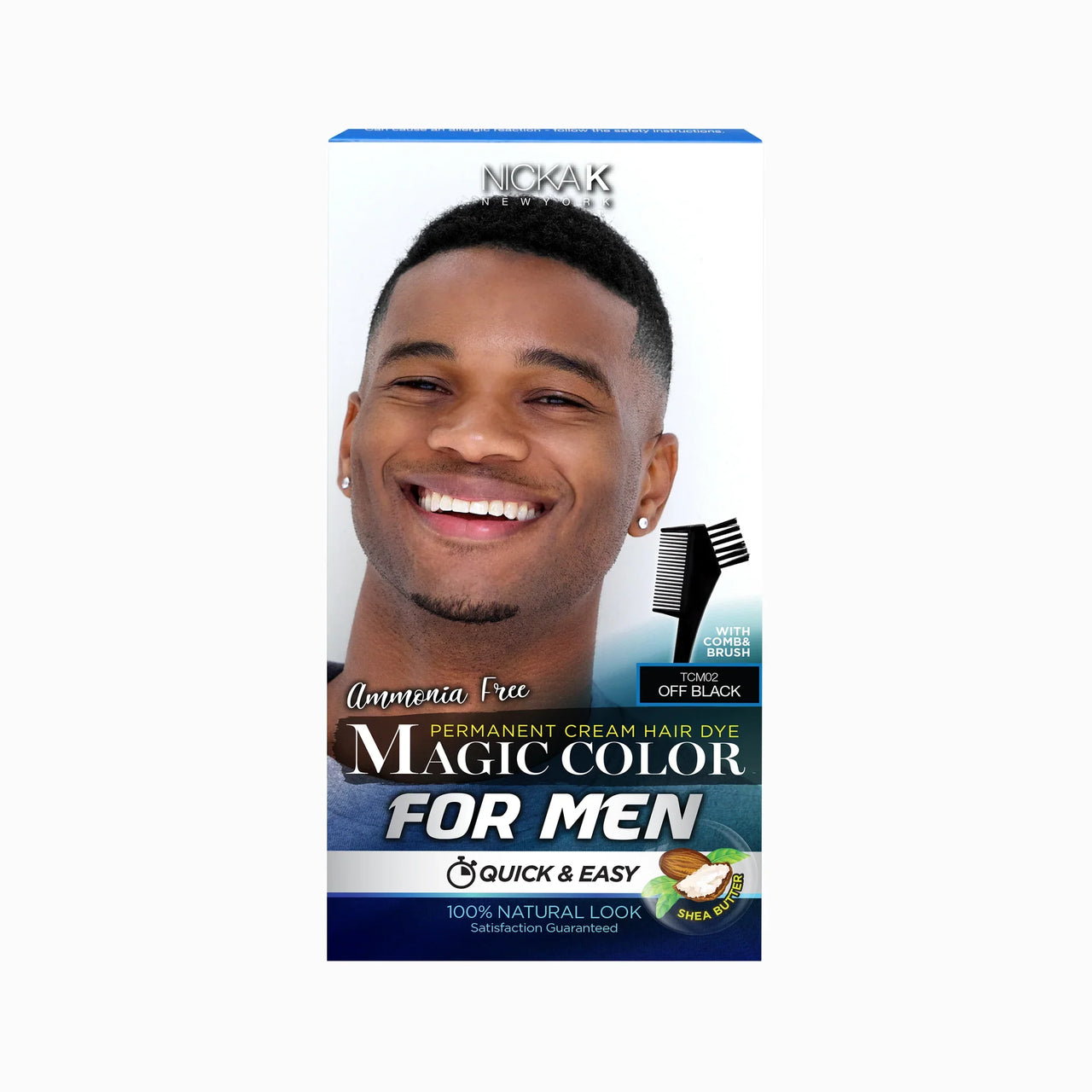 Nicka K New York Magic Color for Men Permanent Cream Hair Dye Off Black - Elevate Styles