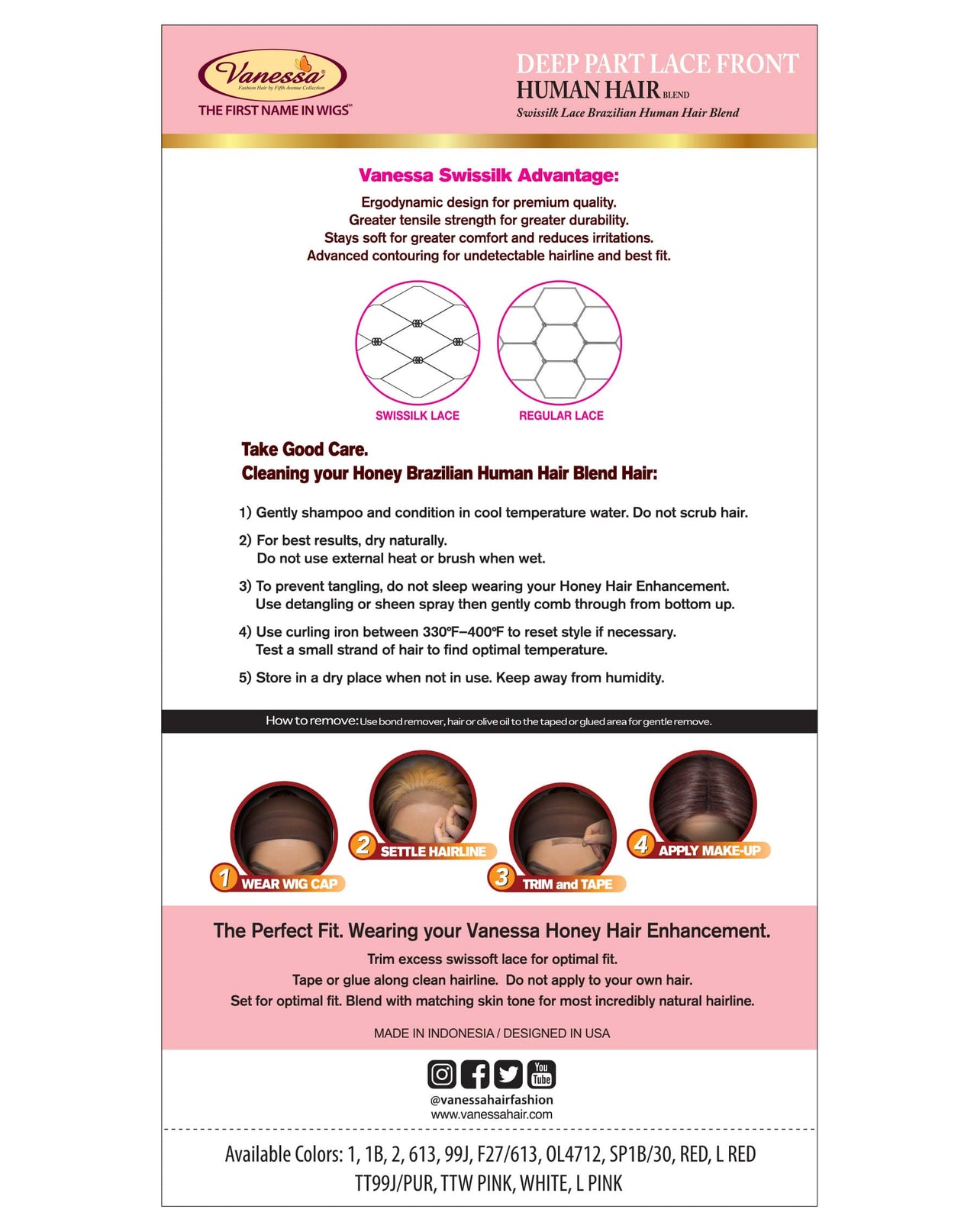 Vanessa Honey Collection Human Hair Blend Deep Part Lace Front Wig THB MINAJY 45"