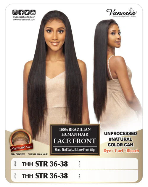 THH STR 36-38 Unprocessed 100% Brazilian Human Hair Lace Front Wig by Vanessa
