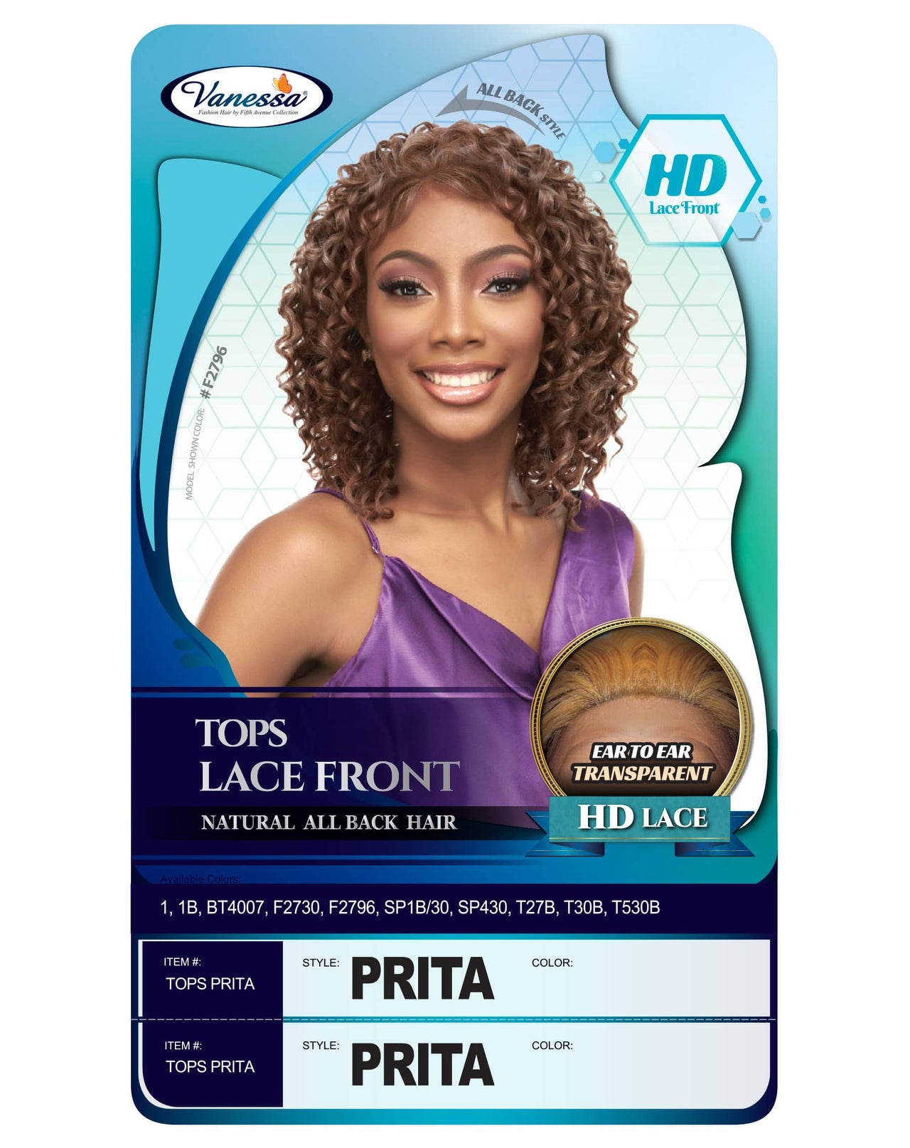 Vanessa Tops Synthetic HD Lacefront Wig Prita