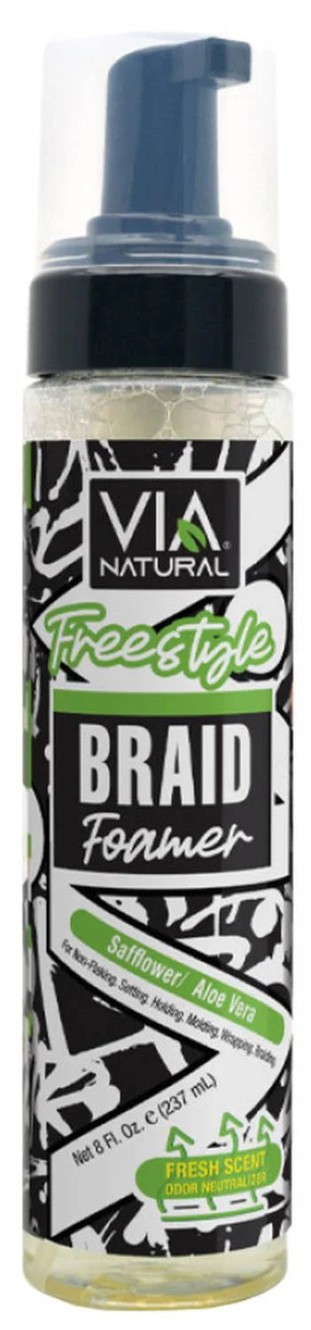 VIA Natural Freestyle Braid Foamer Safflower Aloe Vera 8 oz - Elevate Styles