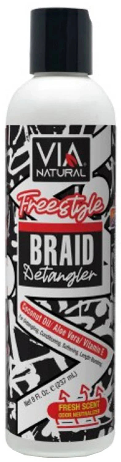 VIA Natural Freestyle Braid Detangler Coconut Oil Aloe Vitamin E 8 oz - Elevate Styles