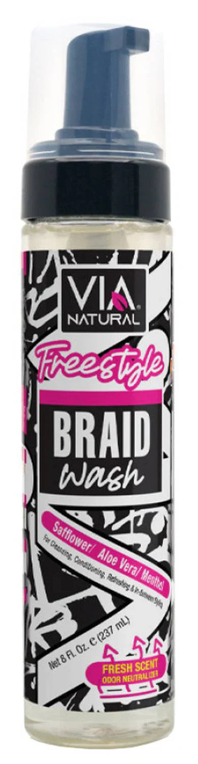 VIA Natural Freestyle Braid Wash Safflower Aloe Vera Neem 8 oz - Elevate Styles