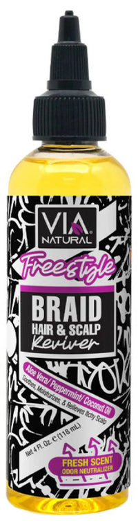 Thumbnail for VIA Natural Freestyle Braid Hair and Scalp Reviver Aloe Peppermint Coconut Oil 4 Oz - Elevate Styles