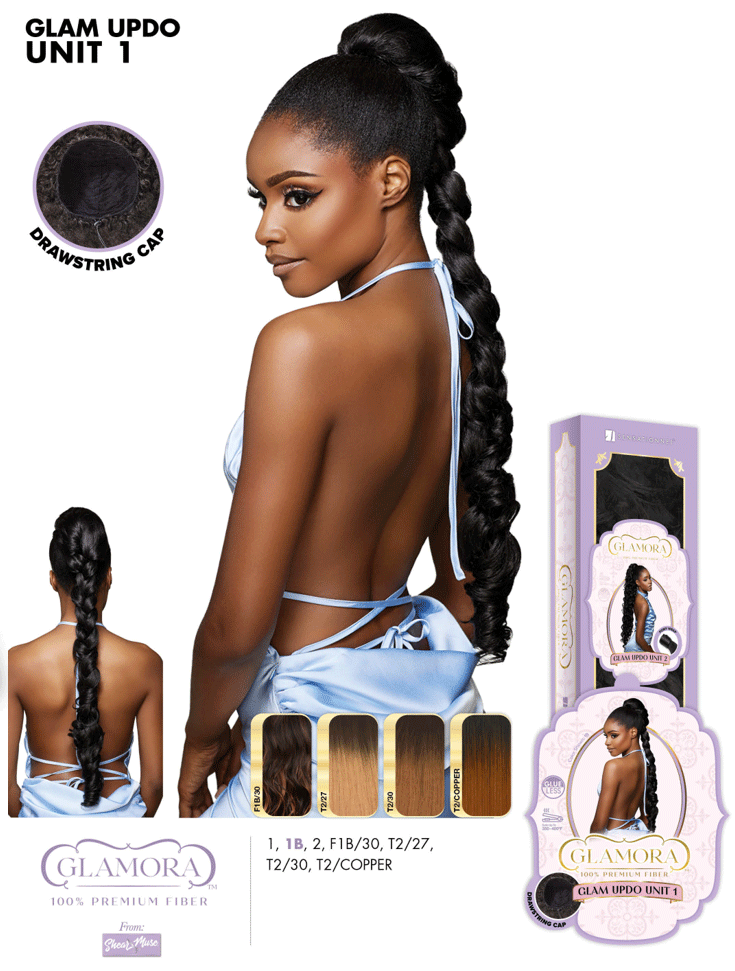 Sensationnel Glamora Long Braid Drawstring Updo Glam Updo Unit 1 GMGU001