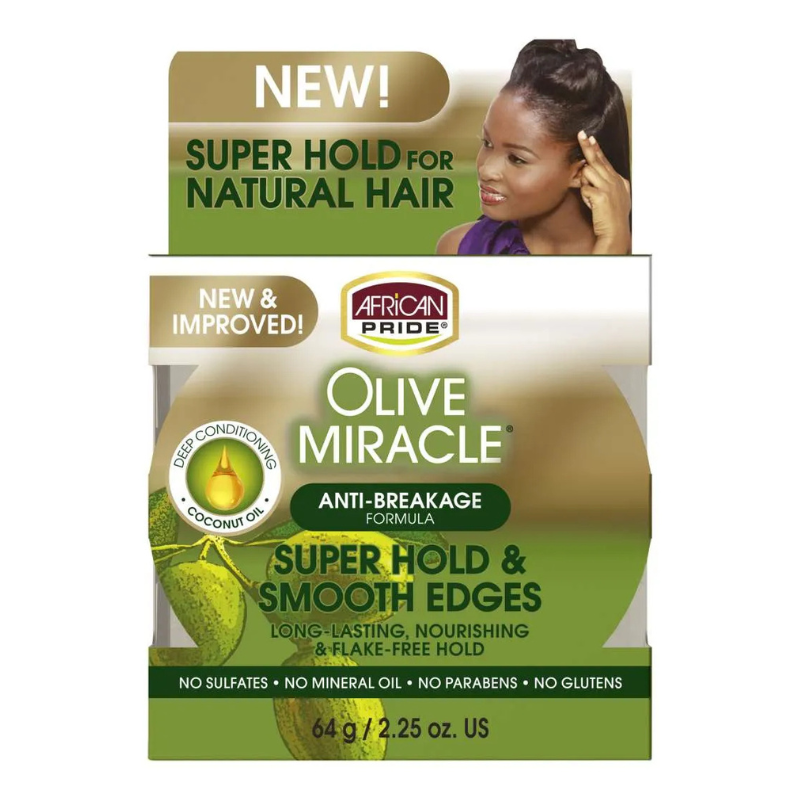African Pride Olive Miracle Super Hold & Smooth Edges – 2.25 oz - Elevate Styles