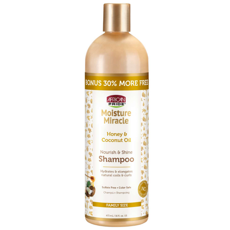 African Pride Moisture Miracle Honey & Coconut Oil Nourish & Shine Shampoo – 16 fl oz - Elevate Styles