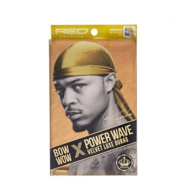 Kiss - Red Power Wave Velvet Durag Gold HD77 - Elevate Styles