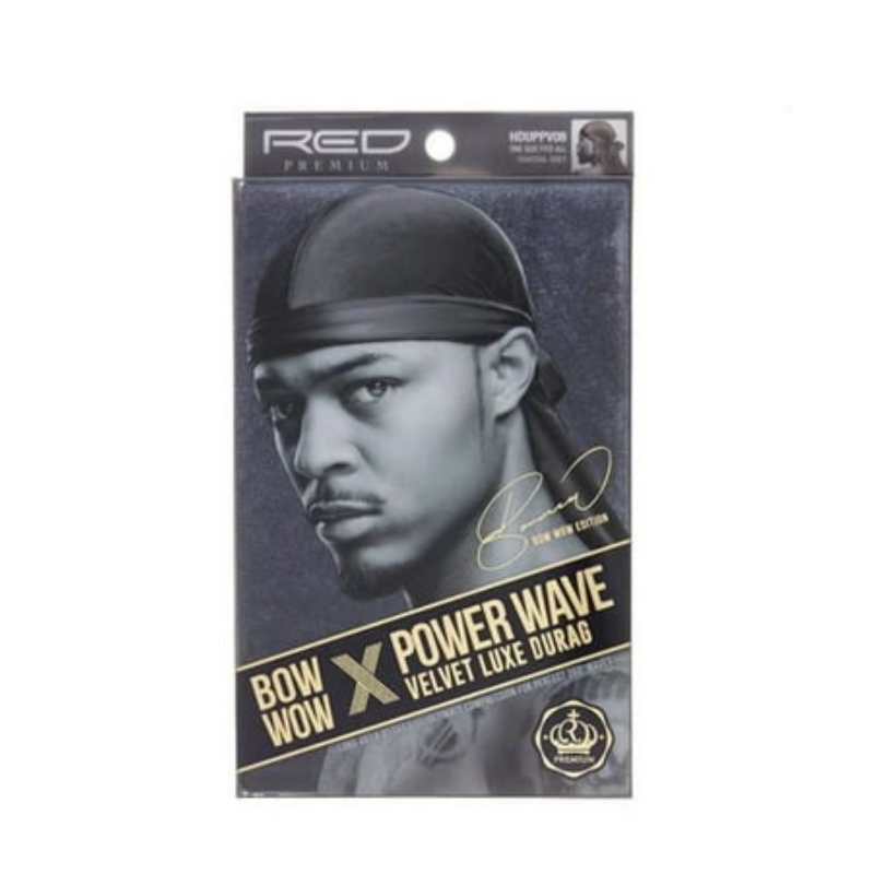 Red by Kiss Power Wave Velvet Luxe Durag Charcoal Grey HD78 - Elevate Styles