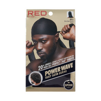 Thumbnail for Kiss - Red Power Wave Silky Durag Black HD11 - Elevate Styles
