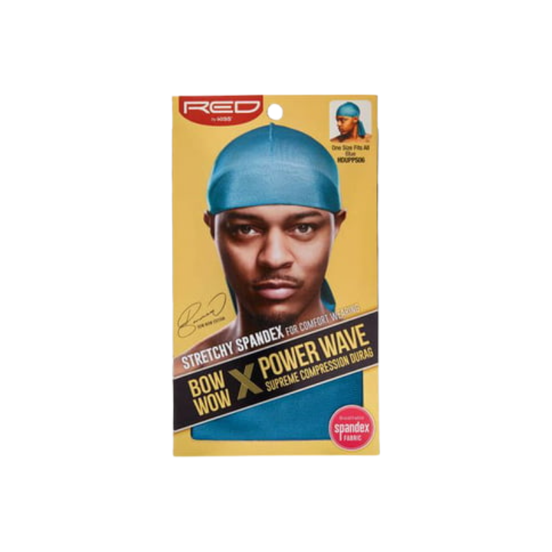 Kiss – Red Power Wave Silky Spandex Durag Blue - Elevate Styles