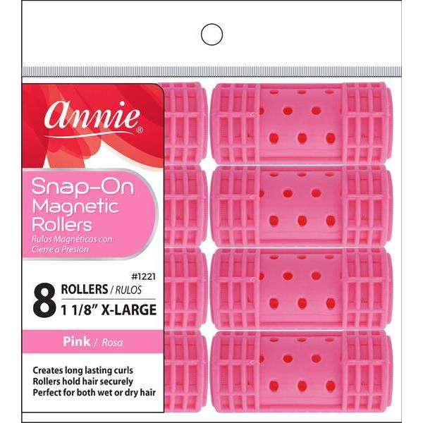 Annie Snap-On Magnetic Rollers – X-Large 1-1/8" Pink 8 Pcs 1221 - Elevate Styles