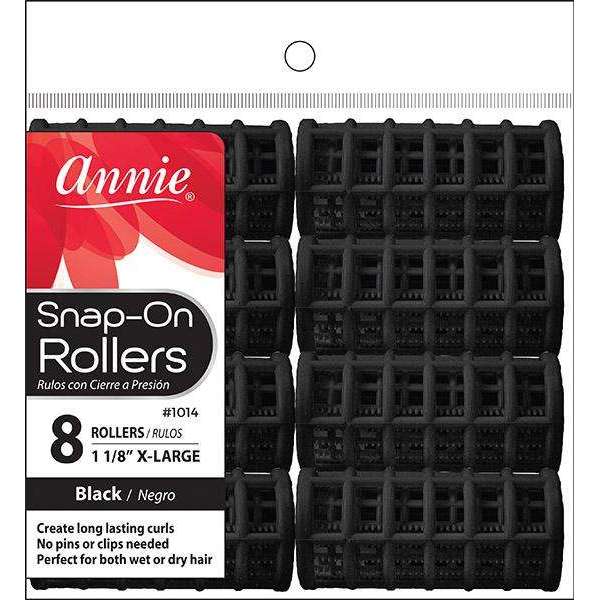 Annie Snap On Rollers Large Black 1 1/8" 8 Count 01014