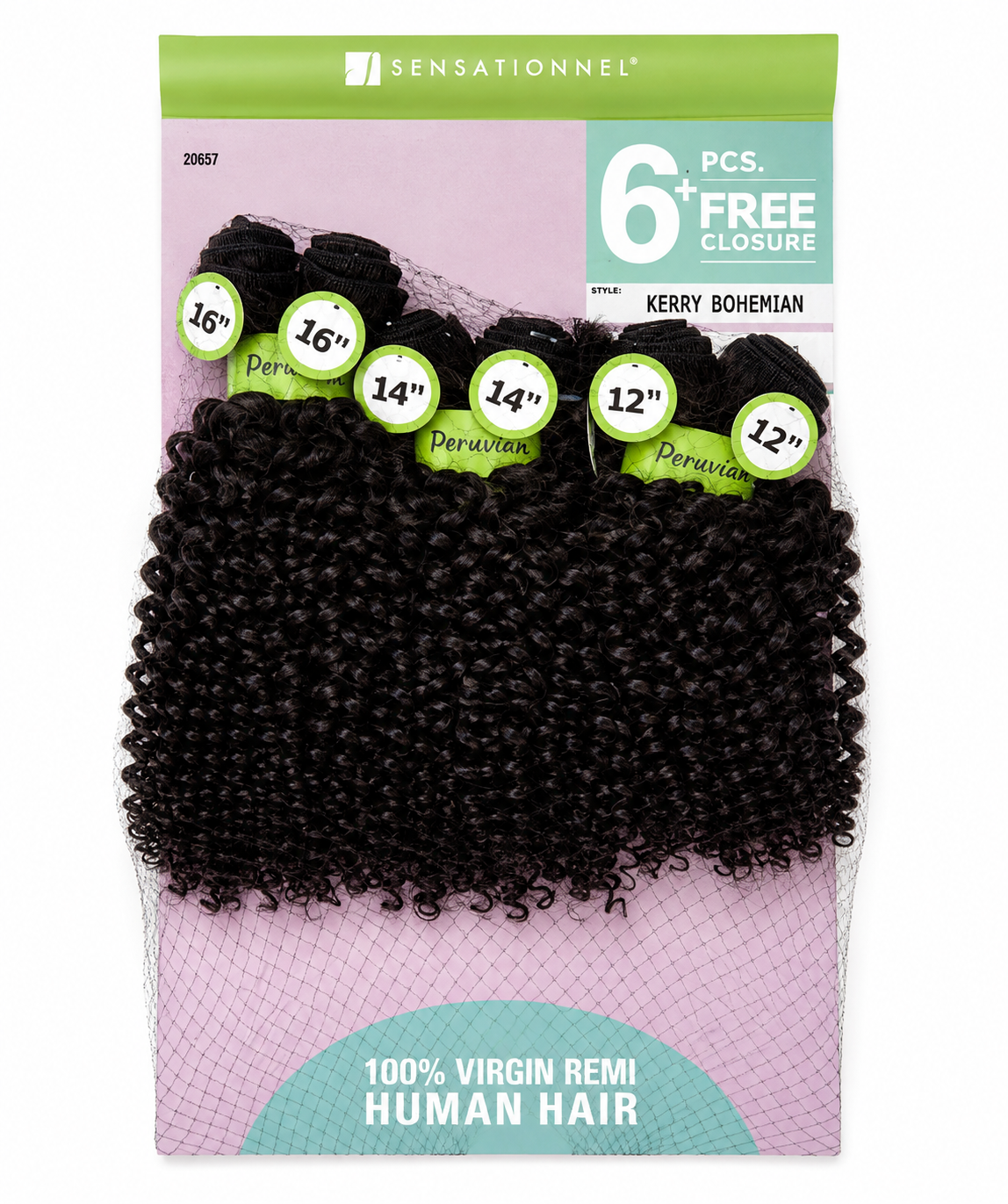 Sensationnel Peruvian Virgin Remi Jerry Bohemian Hair with Free Closure Color Natural Black