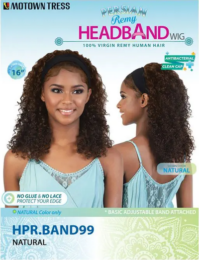 Motown Tress 100% Persian Virgin Remy Human Hair Headband Wig - HPR.BAND99 - Elevate Styles
