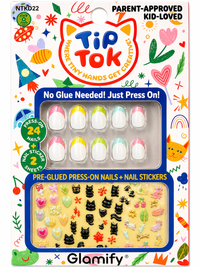 Thumbnail for Glamify TipTok Kids Press On Nails Set Color Tip French Design with Nail Stickers No Glue Needed 24 Nails NTKD22 - Elevate Styles