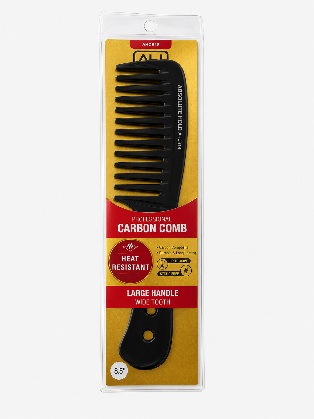 Absolute Hold Professional Carbon Comb Large Handle Wide Tooth 8.5" (AHCB18)