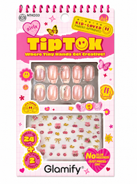 Thumbnail for Glamify TipTok Kids Press On Nails Set with Nail Stickers No Glue Needed 24 Nails NTKD33 - Elevate Styles