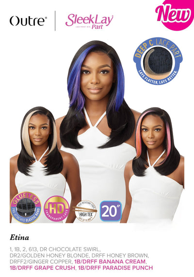 Outre Synthetic Sleek Lay Part HD Transparent Lace Front Wig Etina