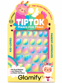 Thumbnail for Glamify TipTok Kids Press On Nails Set Rainbow Gradient Design No Glue Needed 24 Nails NTKD02 - Elevate Styles