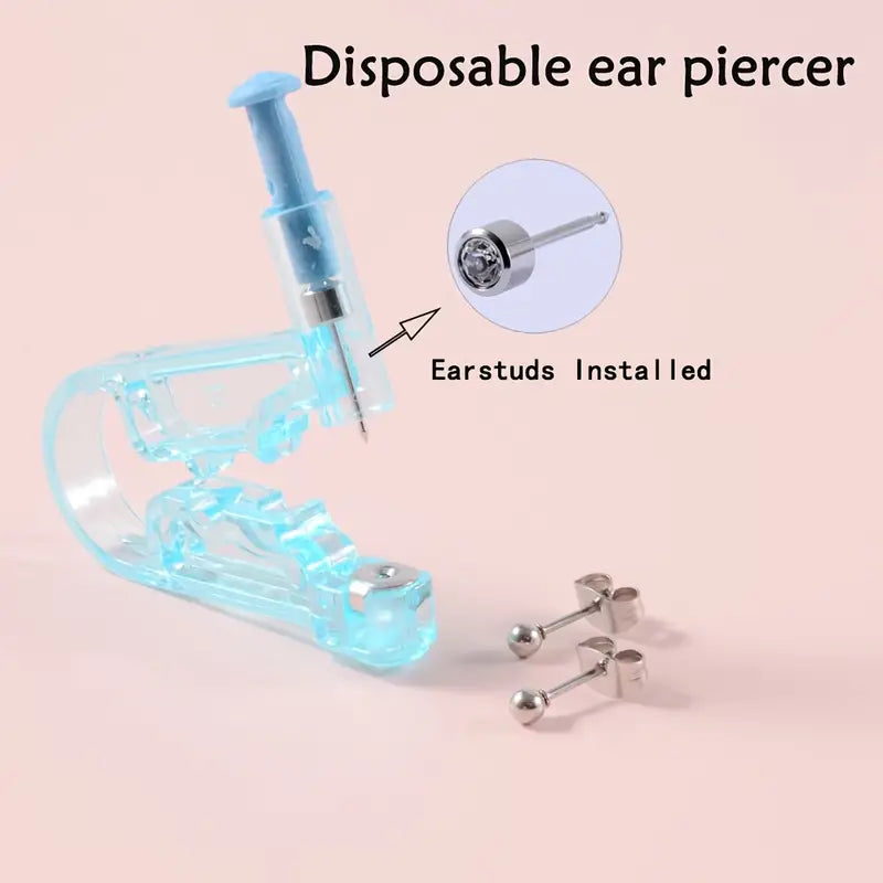 Bag Drill Piercing Gun Set: 3pcs Steel Ball Studs, Earring Set, and Safety Piercing Tool for Ear Piercing - Elevate Styles