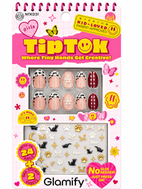 Thumbnail for Glamify TipTok Kids Press On Nails Set Cat Design with Nail Stickers No Glue Needed 24 Nails NTKD31 - Elevate Styles
