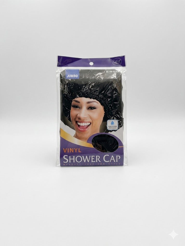 Qfitt Jumbo Vinyl Shower Cap Black #198 - Elevate Styles