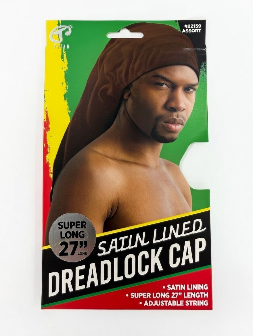 Titan Assorted Satin Lined Dreadlock Cap Super Long 27" #22159 Adjustable Assorted Color