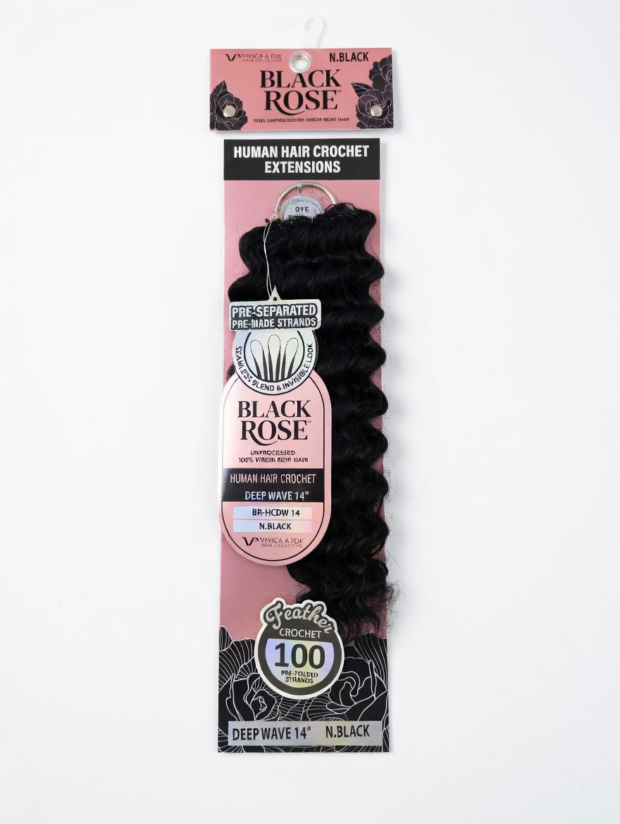 Vivica A. Fox Black Rose Feather Crochet 100% Unprocessed Virgin Remi Human Hair – Deep Wave 14" - Elevate Styles