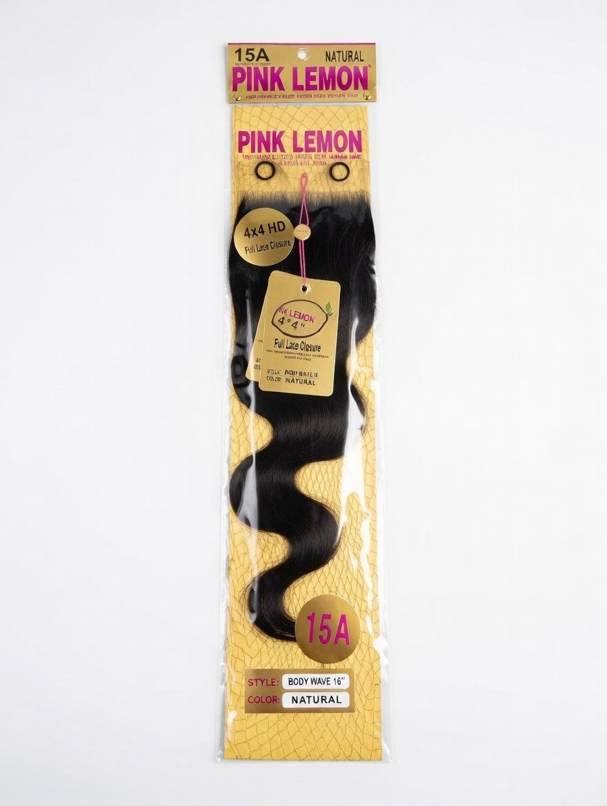 Pink Lemon 15A 4x4 HD Full Lace Closure Body Wave 16 Inch Natural - Elevate Styles