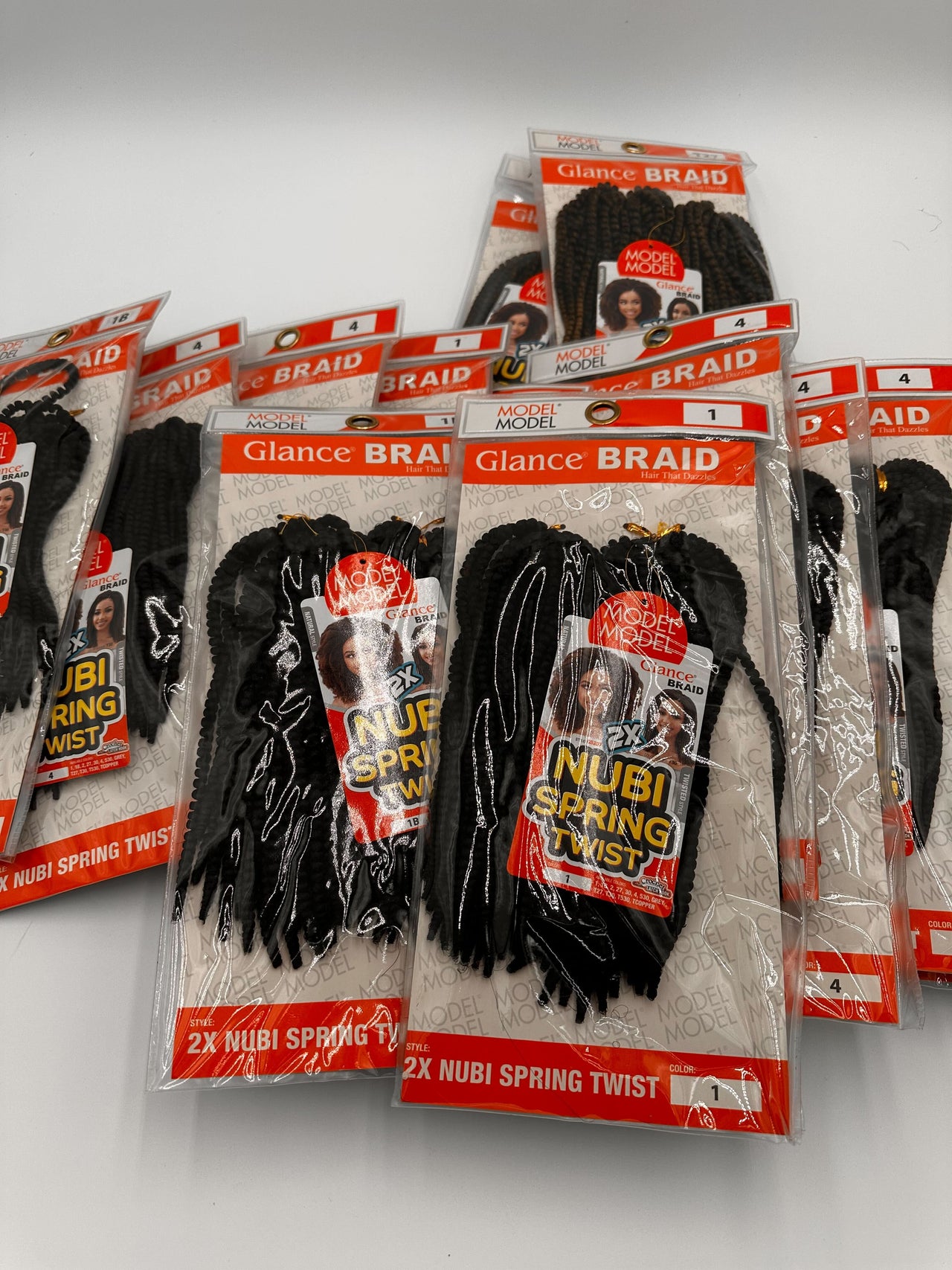 🔥 Lot of 14 – Model Model Glance Braid 2X Nubi Spring Twist | Mixed Colors | Bulk Deal! 🔥 - Elevate Styles