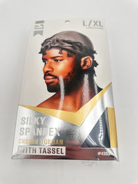 Thumbnail for Mr. Durag Silky Spandex Crown Turban with Tassel Gray XL 4353 - Elevate Styles