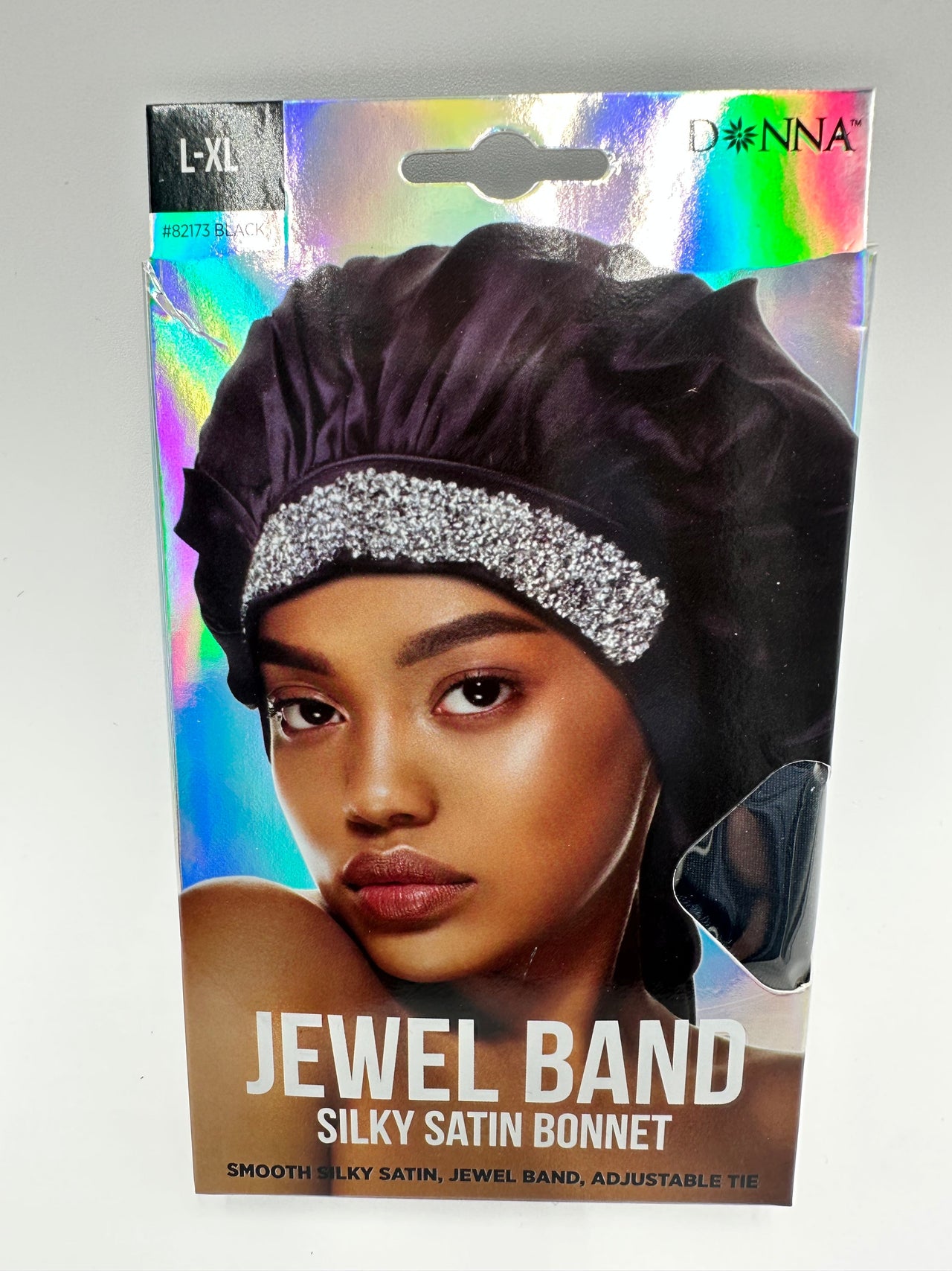 Donna Jewel Band Silky Satin Bonnet – Black (L-XL) 82173 - Elevate Styles