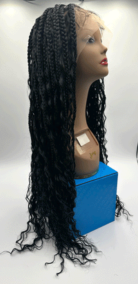Thumbnail for Kara Syn Queen Braid Nigeria Boho Knotless 13x4 Lace Front Wig 30 Inch