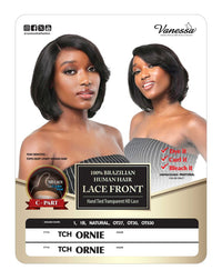 Thumbnail for Vanessa TCH Ornie 100% Brazilian Human Hair HD Lace Front Wig – Hand-Tied Transparent Deep J-Part Sleek Bob OT530
