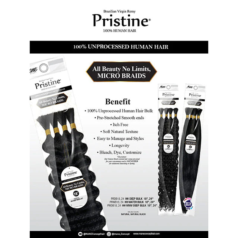 Mane Concept Pristine 100% Unprocessed Human Hair - Water Bulk (PRWB)