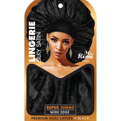 Ms. Remi Lingerie Wide Edge Silky Bonnet X Jumbo Black 3682 - Elevate Styles