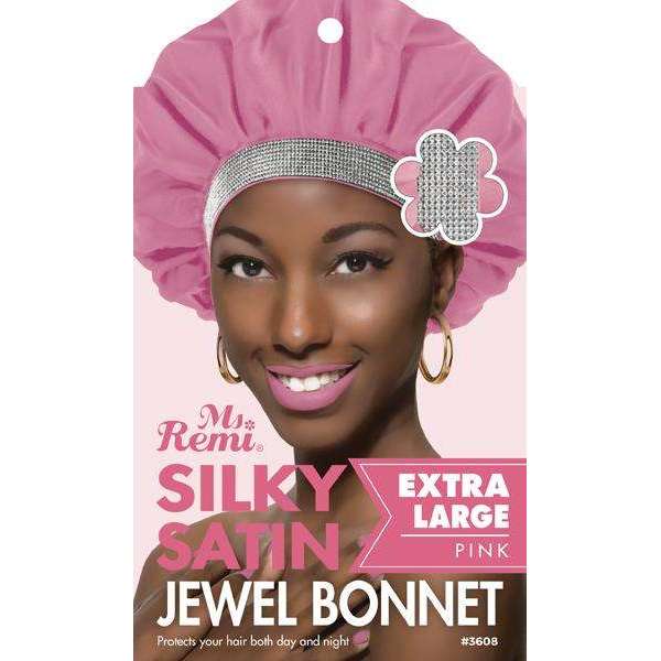 Ms Remi Silky Satin Jewel Bonnet Extra Large Pink 3608 - Elevate Styles