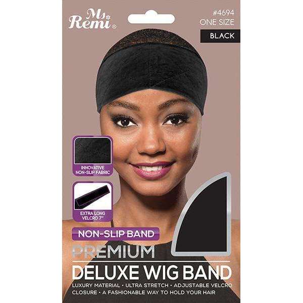 Ms. Remi Premium Deluxe Wig Band – Non-Slip Adjustable Velcro (Black) 4694