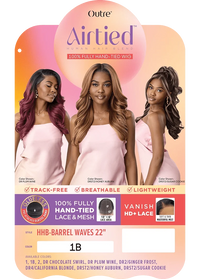Thumbnail for Outre Airtied Human Hair Blend 100% Fully Hand-Tied Wig HHB Barrel Waves 22