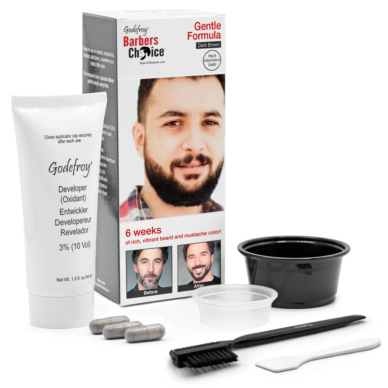 Godefroy Barbers Choice Beard & Mustache Color Gentle Formula Dark Brown - Elevate Styles