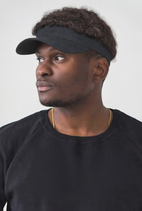 Men's Visor with Hair - Natural Wave Fake Hair Visor Hat Adjustable Sun Visor VP-ISAAC