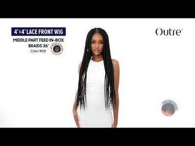 Outre 4x4 Pre-Braided Lace Front Wig - Middle Part Feed-In Box Braids 36"
