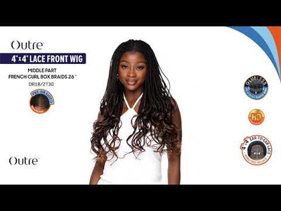 Outre 4"x4" HD Lace Front Middle Part French Curl Box Braids 26"
